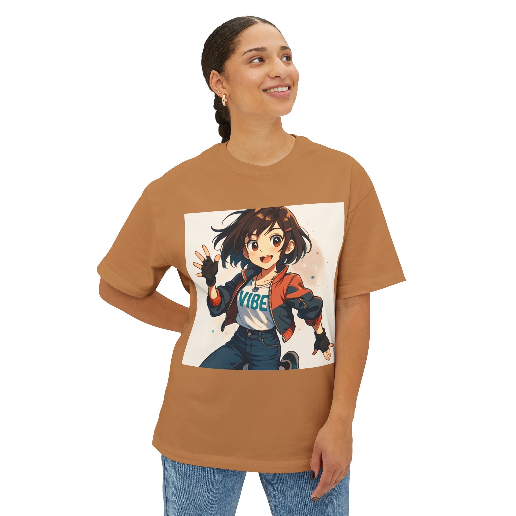 Anime Vibe Oversized Tee, Cute Graphic T-Shirt, Unisex Casual Wear, Streetwear, Gift for Gamers, Trendy Wardrobe Essential