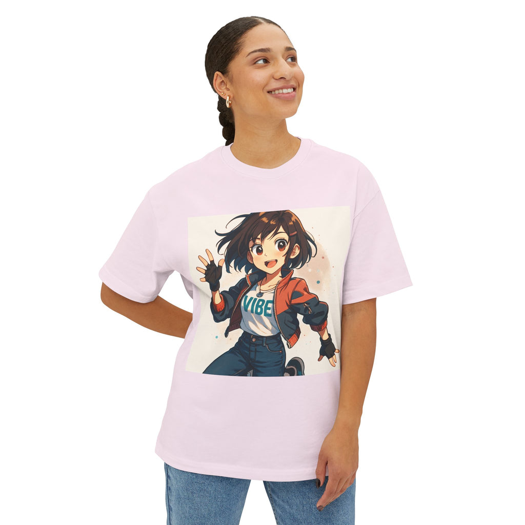 Anime Vibe Oversized Tee, Cute Graphic T-Shirt, Unisex Casual Wear, Streetwear, Gift for Gamers, Trendy Wardrobe Essential